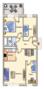 Foto - Wohnung zum Mieten in Freiberg 491,00 € 70.19 m²
