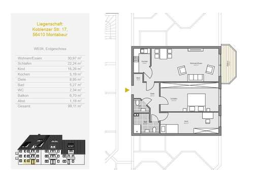 Foto - Wohnung zum Mieten in Montabaur 915,00 € 99.11 m²