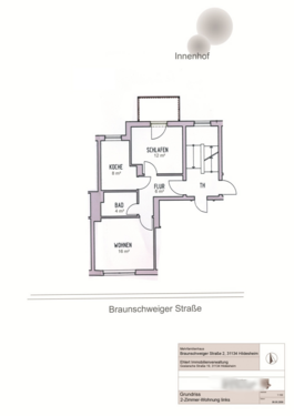 Foto - Wohnung zum Mieten in Hildesheim 480,00 € 49 m²