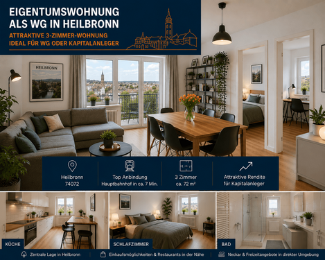 Foto - Wohnung zum Kaufen in Heilbronn 339.000,00 € 68.42 m²