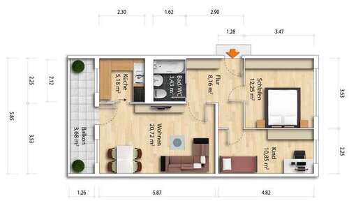 Foto - Wohnung zum Kaufen in Dresden 112.472,50 € 64.27 m²