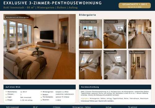 Foto - Wohnung zum Mieten in Kehl 1.100,00 € 88 m²