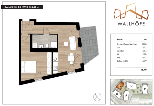Foto - Wohnung zum Mieten in Ratingen 965,00 € 55.4 m²