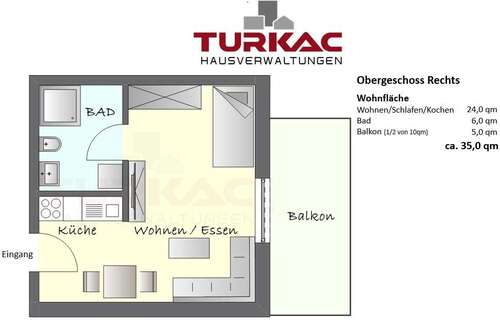 Foto - Wohnung zum Mieten in Hüttenberg 790,00 € 35 m²