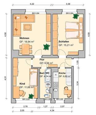 Foto - Wohnung zum Mieten in Werdau 368,00 € 58.99 m²