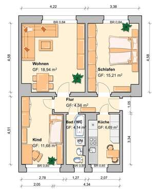 Foto - Wohnung zum Mieten in Werdau 324,00 € 58.99 m²