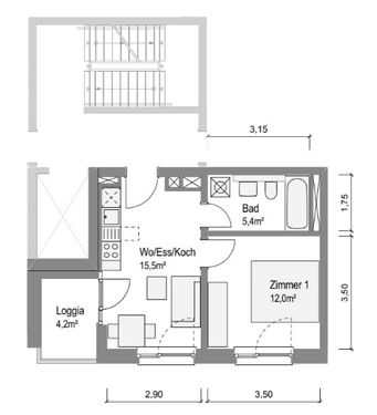 Foto - Wohnung zum Mieten in Bamberg 608,75 € 35 m²