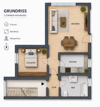 Foto - Wohnung zum Mieten in Magdeburg 305,00 € 46 m²