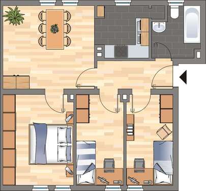 Foto - Wohnung zum Mieten in Wilhelmshaven 399,00 € 59 m²