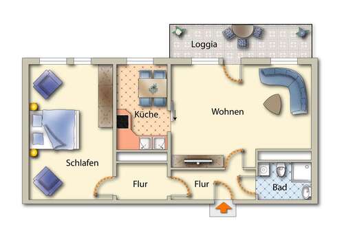 Foto - Wohnung zum Mieten in Freiberg 443,00 € 68.13 m²