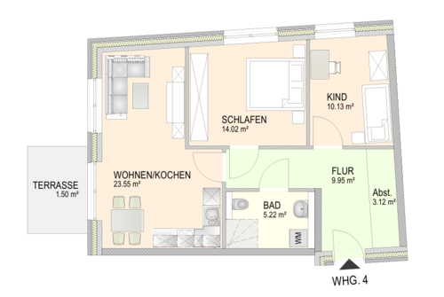 Foto - Wohnung zum Mieten in Ostrohe 945,00 € 67.49 m²