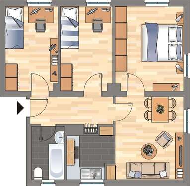 Foto - Wohnung zum Mieten in Wilhelmshaven 429,00 € 60.22 m²