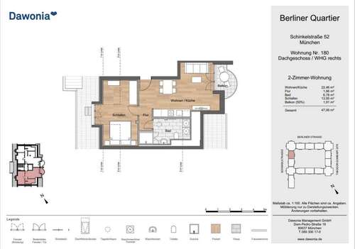 Foto - Wohnung zum Mieten in München 1.337,63 € 47.06 m²