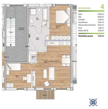 Foto - Wohnung zum Kaufen in Dachau 639.200,00 € 73.47 m²