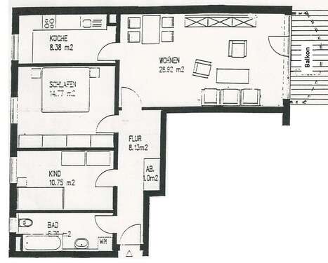 Foto - Wohnung zum Mieten in Waldheim 475,00 € 79.79 m²