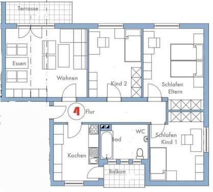 Foto - Wohnung zum Mieten in Wittlich 950,00 € 90 m²