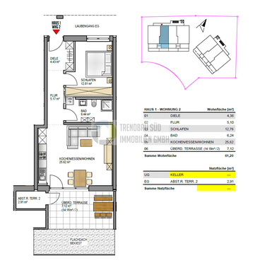 Foto - Wohnung zum Kaufen in Mietingen 300.000,00 € 61.2 m²