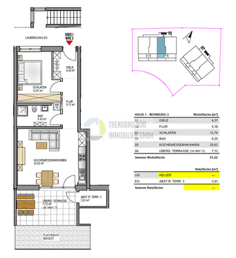 Foto - Wohnung zum Kaufen in Mietingen 300.000,00 € 61.22 m²