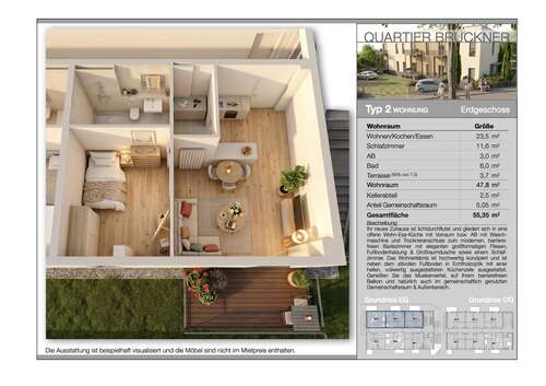 Foto - Wohnung zum Mieten in Ludwigshafen am Rhein 1.082,60 € 48.1 m²