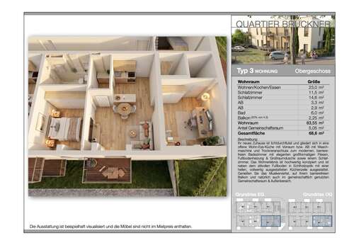 Foto - Wohnung zum Mieten in Ludwigshafen Am Rhein 1.369,60 € 63.2 m²