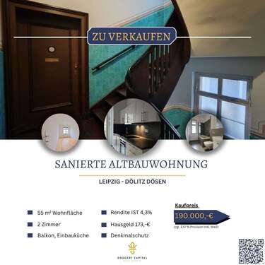 Foto - Wohnung zum Kaufen in Leipzig Dölitz-Dösen 190.000,00 € 54.57 m²