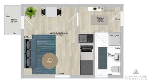 Foto - Wohnung zum Kaufen in Zweibrücken 56.000,00 € 33 m²