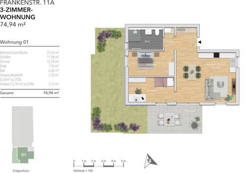 Foto - Wohnung zum Kaufen in Karlsbad 405.000,00 € 74.94 m²