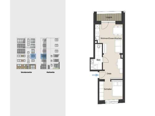 Foto - Wohnung zum Kaufen in Köln 259.000,00 € 36.66 m²