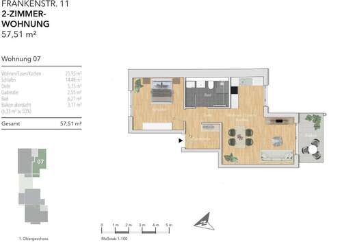 Foto - Wohnung zum Kaufen in Karlsbad 310.000,00 € 57.51 m²