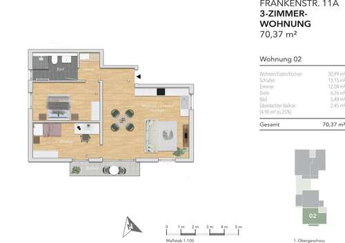 Foto - Wohnung zum Kaufen in Karlsbad 385.000,00 € 70.37 m²