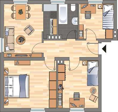 Foto - Wohnung zum Mieten in Wilhelmshaven 409,00 € 59.49 m²