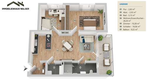 Foto - Wohnung zum Mieten in Ulm-Wiblingen 1.150,00 € 68.98 m²