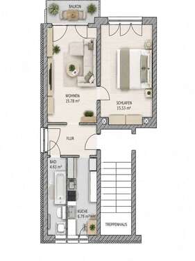 Foto - Wohnung zum Mieten in Thum 350,00 € 49.53 m²