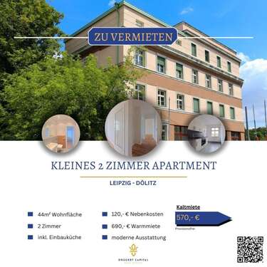 Foto - Wohnung zum Mieten in Leipzig 570,00 € 44.04 m²