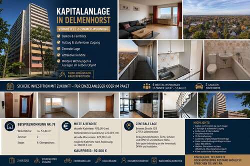 Foto - Wohnung zum Kaufen in Delmenhorst 92.500,00 € 51.44 m²
