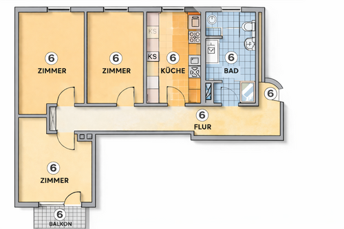 Foto - Wohnung zum Mieten in Marburg 1.100,00 € 77 m²