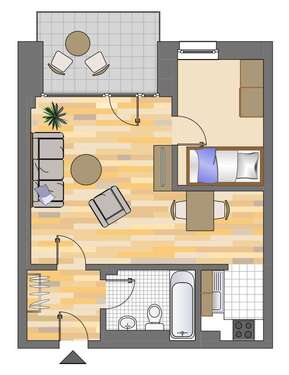 Foto - Wohnung zum Mieten in Düsseldorf 501,00 € 39.75 m²
