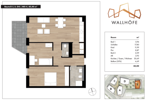 Foto - Wohnung zum Mieten in Ratingen 1.455,00 € 85 m²