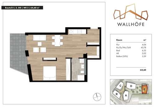 Foto - Wohnung zum Mieten in Ratingen 1.095,00 € 64.6 m²