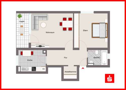 Foto - Wohnung zum Kaufen in Würzburg 230.000,00 € 59 m²