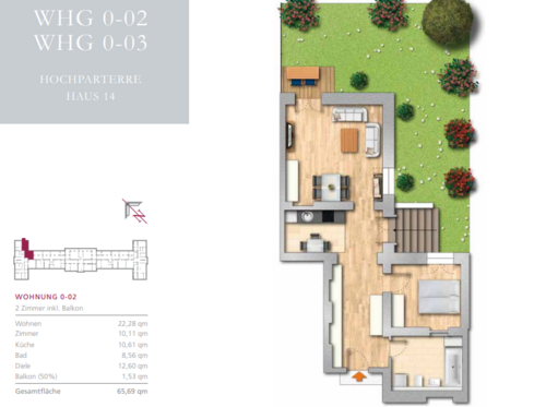 Foto - Wohnung zum Mieten in Berlin 723,58 € 65.69 m²