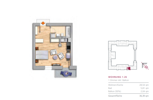 Foto - Wohnung zum Mieten in Berlin 430,76 € 36.39 m²