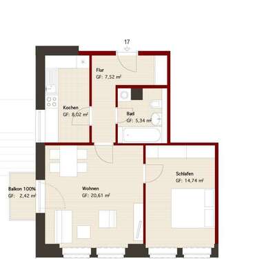 Foto - Wohnung zum Kaufen in Leipzig 147.000,00 € 57.43 m²