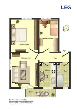 Foto - Wohnung zum Mieten in Bergkamen 429,00 € 54.95 m²