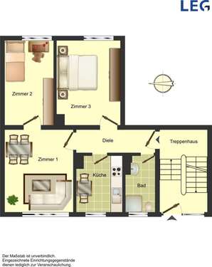 Foto - Wohnung zum Mieten in Bergkamen 419,00 € 51.77 m²