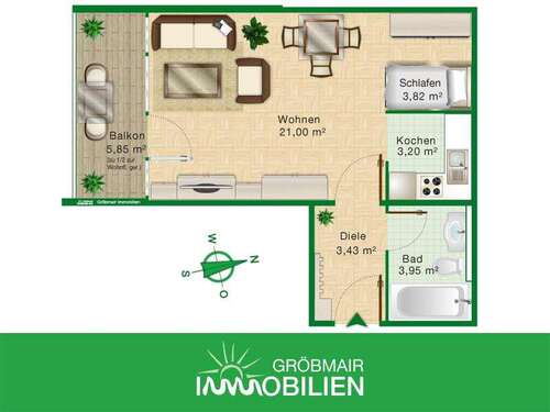 Foto - Wohnung zum Kaufen in Wolfratshausen 188.000,00 € 37.18 m²