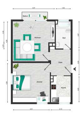 Foto - Wohnung zum Mieten in Velbert 510,00 € 51.46 m²