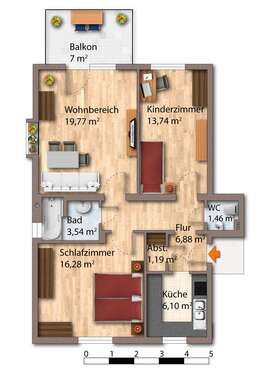 Foto - Wohnung zum Kaufen in Gersthofen 260.000,00 € 72.46 m²