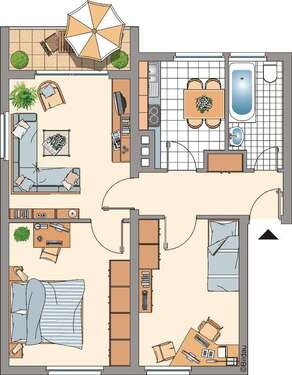 Foto - Wohnung zum Mieten in Eschweiler 479,00 € 54.62 m²