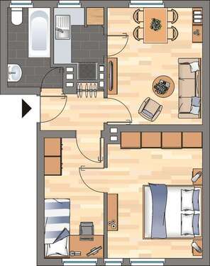 Foto - Wohnung zum Mieten in Wilhelmshaven 339,00 € 45.84 m²
